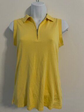 BUGATCHI  Golf Polo Sleeveless Shirt Egyptian Cotton yellow XS collar/zip